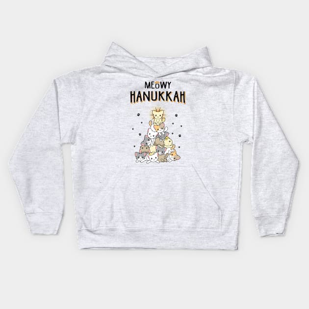 Meowy Hanukkah Kids Hoodie by KsuAnn